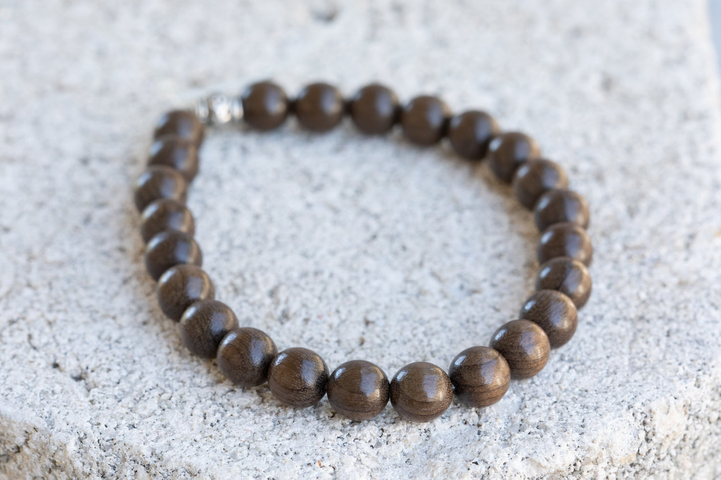 Mala Prayer Buddha Sandalwood, Rosewood, Phoebe Wood bead Bracelets