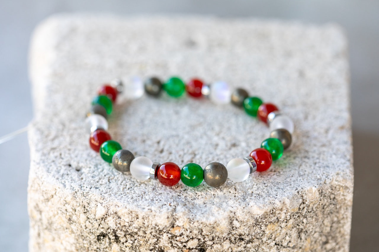 Christmas Holiday Gemstone Crystal Bracelet